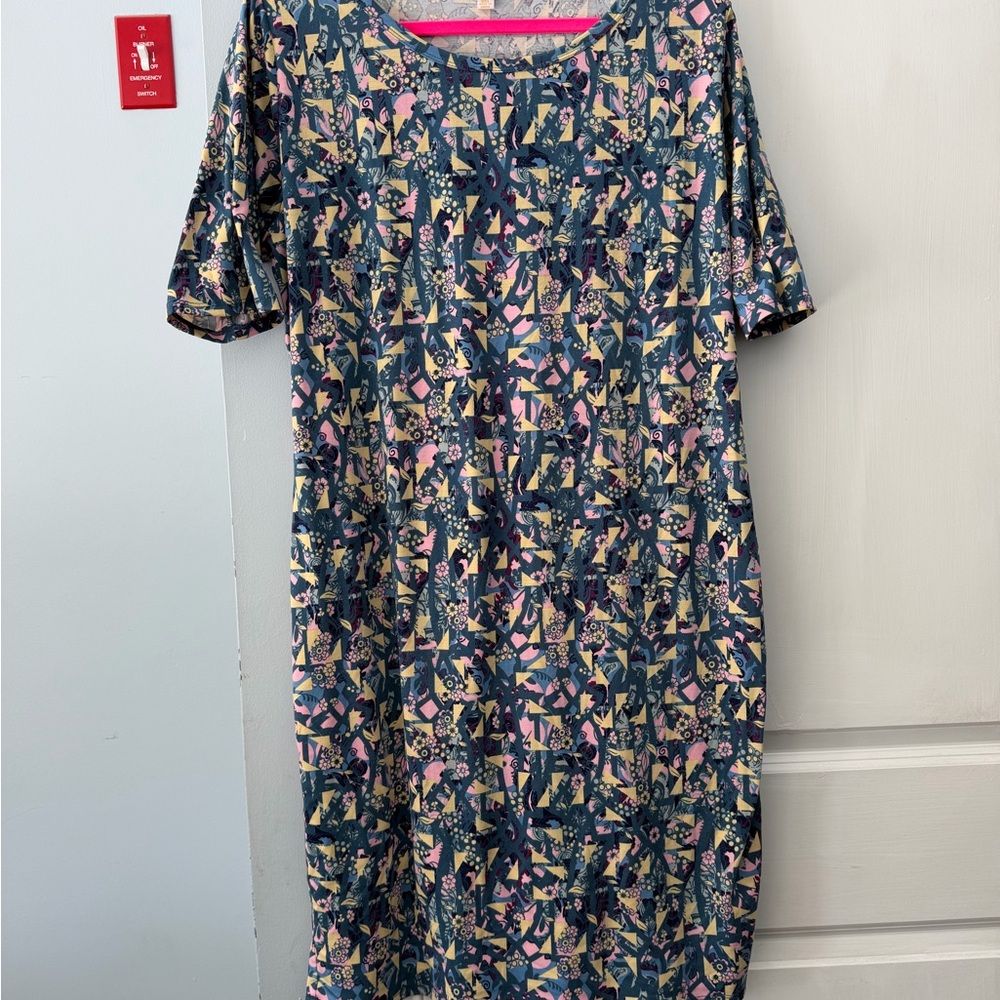 LuLaRoe Multicolor Abstract Midi Dress
